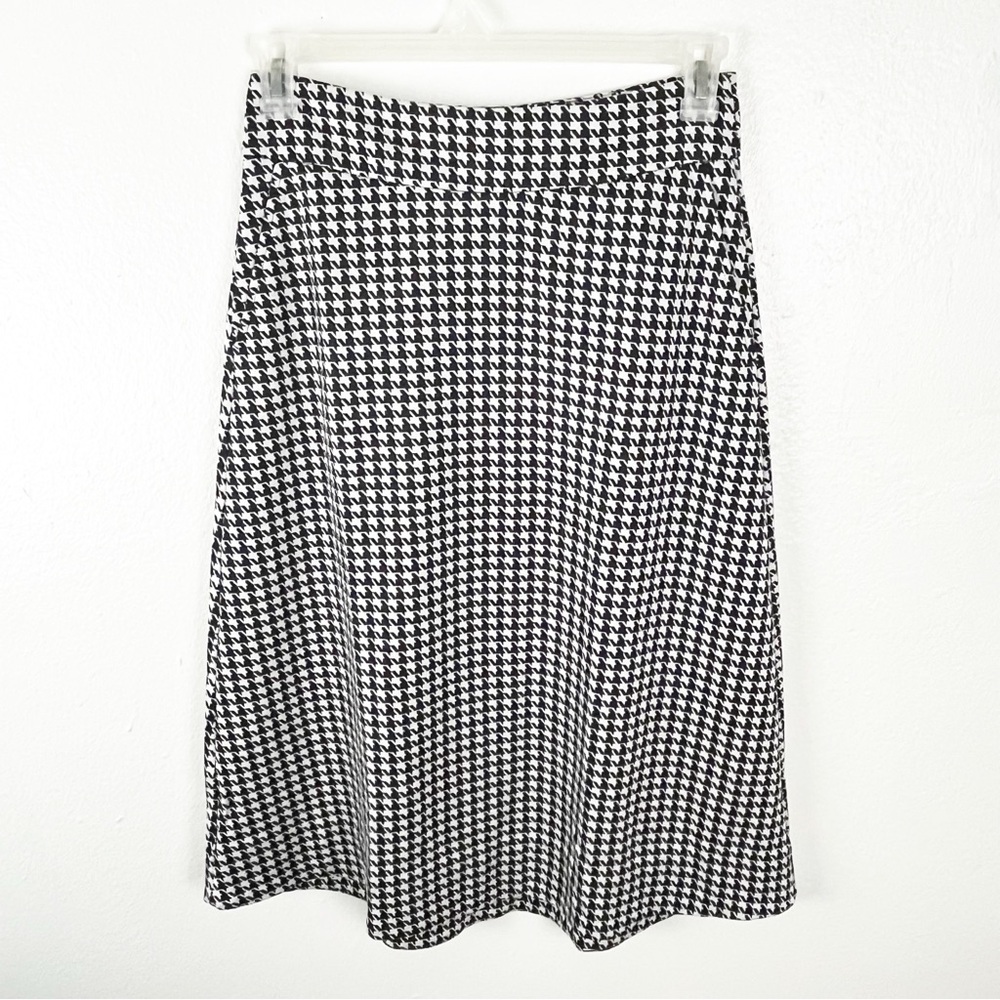 CABI Black White A-Line Houndstooth Career Office Attire Skirt #4023, Size 4